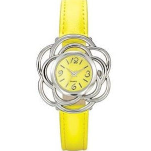 Wrist Watch Flower Yellow Floral Silver Adjustable